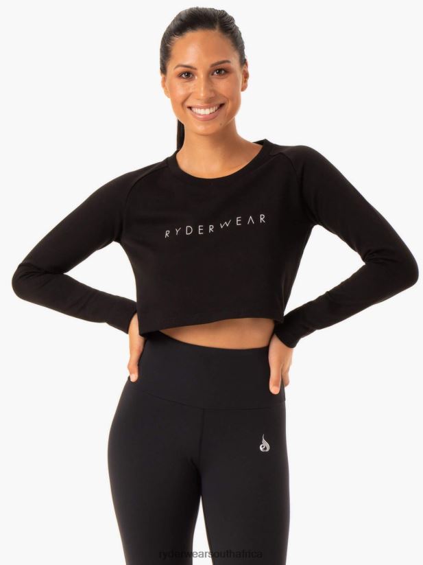 Women Ryderwear Staples Cropped Sweater 2RT8VD1092 Black Clothing