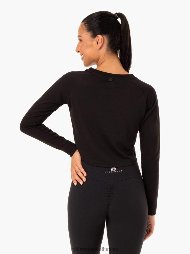 Women Ryderwear Staples Cropped Sweater 2RT8VD1092 Black Clothing