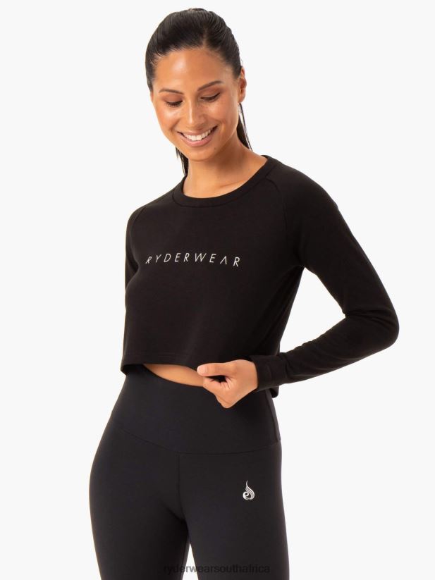 Women Ryderwear Staples Cropped Sweater 2RT8VD1092 Black Clothing