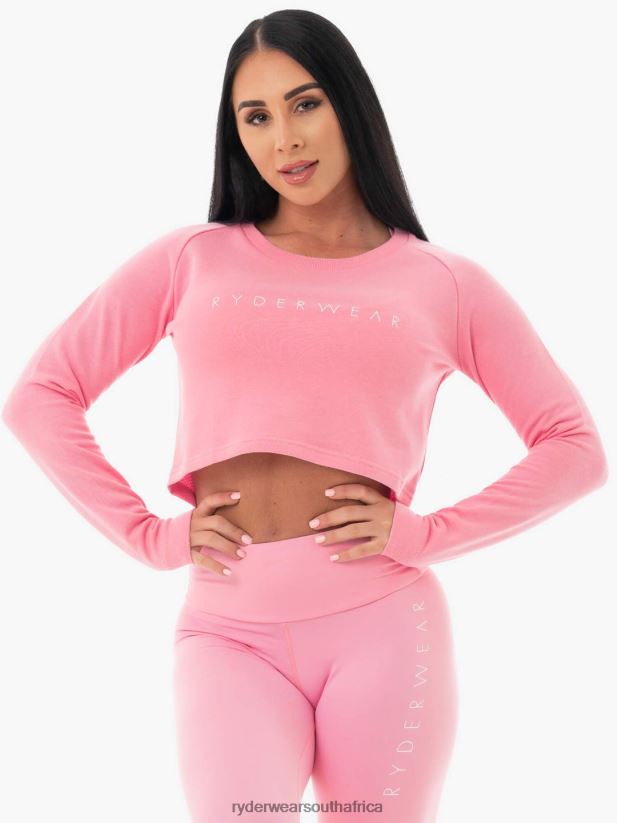 Women Ryderwear Staples Cropped Sweater 2RT8VD1096 Pink Clothing