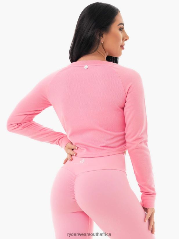 Women Ryderwear Staples Cropped Sweater 2RT8VD1096 Pink Clothing