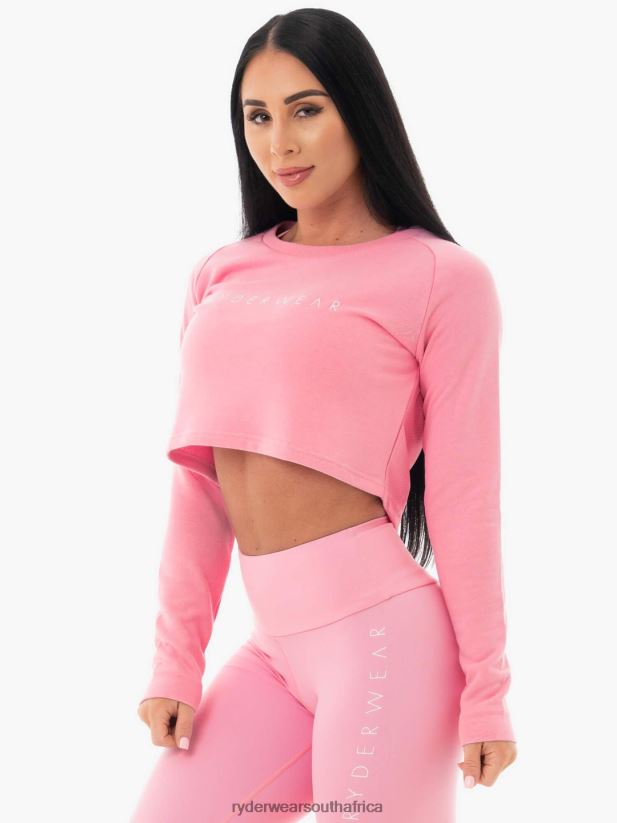 Women Ryderwear Staples Cropped Sweater 2RT8VD1096 Pink Clothing