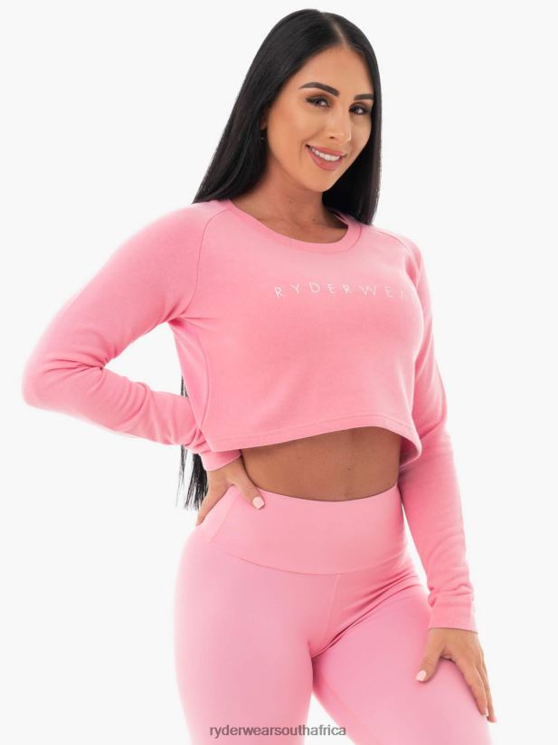 Women Ryderwear Staples Cropped Sweater 2RT8VD1096 Pink Clothing