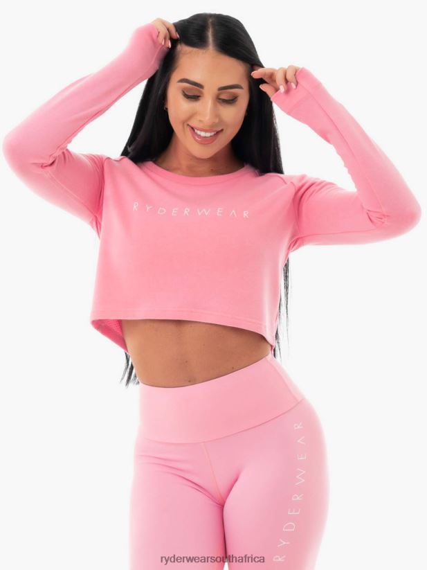 Women Ryderwear Staples Cropped Sweater 2RT8VD1096 Pink Clothing