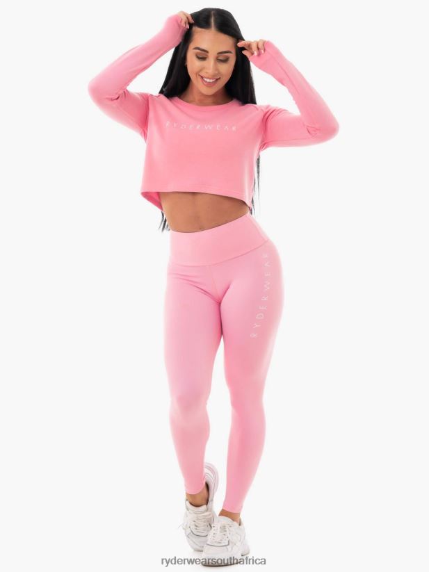 Women Ryderwear Staples Cropped Sweater 2RT8VD1096 Pink Clothing