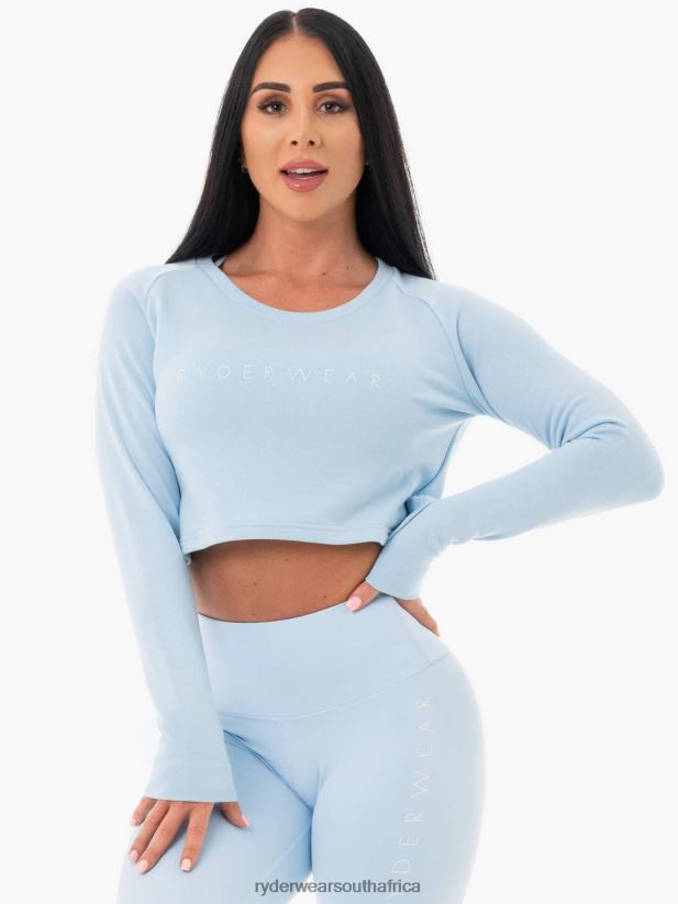 Women Ryderwear Staples Cropped Sweater 2RT8VD1097 Sky Blue Clothing