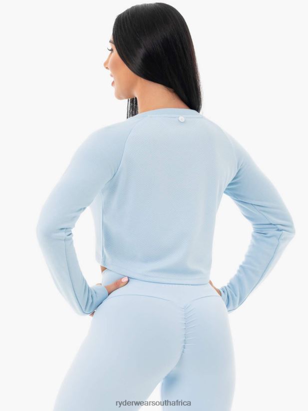 Women Ryderwear Staples Cropped Sweater 2RT8VD1097 Sky Blue Clothing