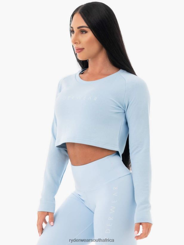 Women Ryderwear Staples Cropped Sweater 2RT8VD1097 Sky Blue Clothing