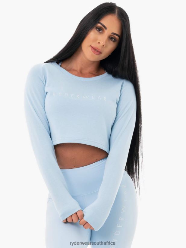 Women Ryderwear Staples Cropped Sweater 2RT8VD1097 Sky Blue Clothing