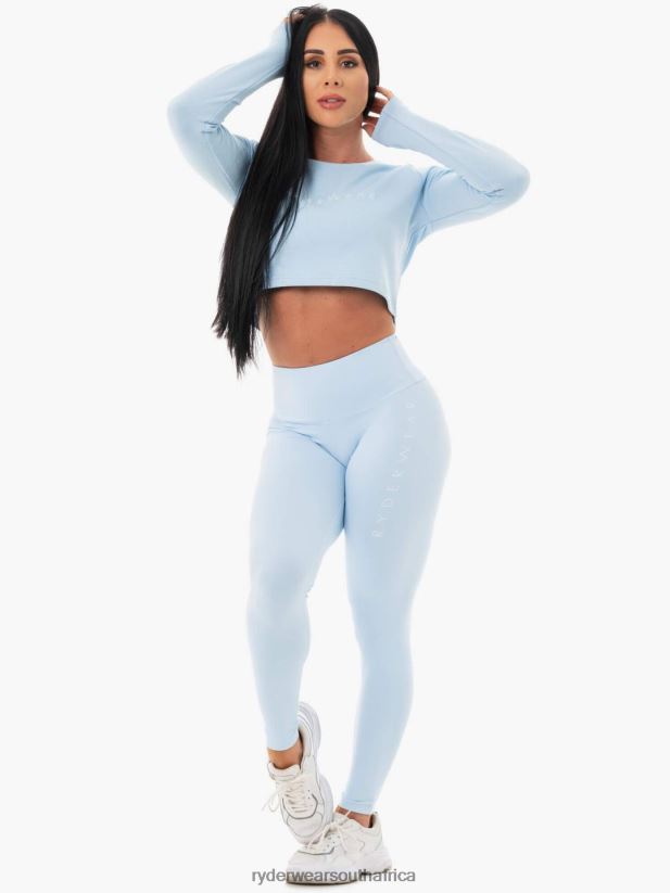 Women Ryderwear Staples Cropped Sweater 2RT8VD1097 Sky Blue Clothing