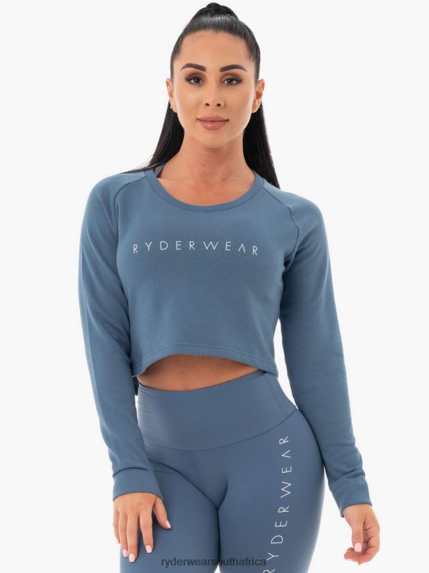 Women Ryderwear Staples Cropped Sweater 2RT8VD1098 Steel Blue Clothing