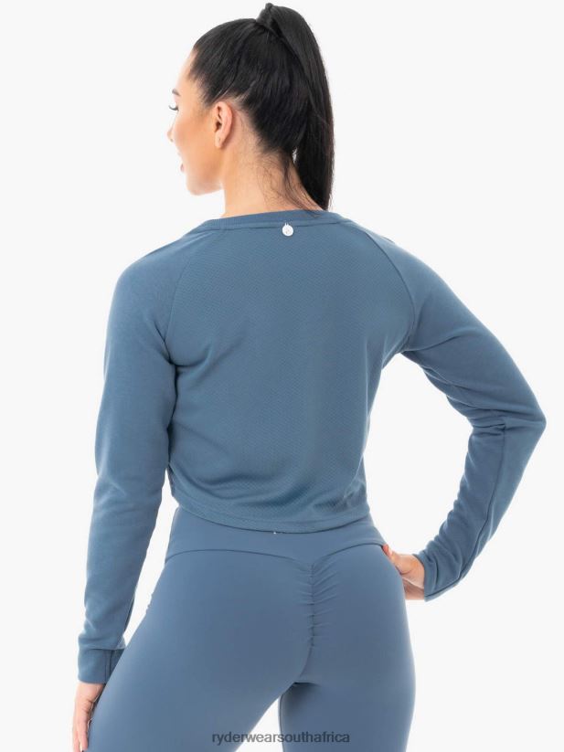 Women Ryderwear Staples Cropped Sweater 2RT8VD1098 Steel Blue Clothing