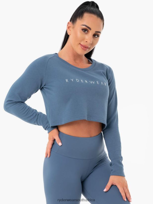 Women Ryderwear Staples Cropped Sweater 2RT8VD1098 Steel Blue Clothing