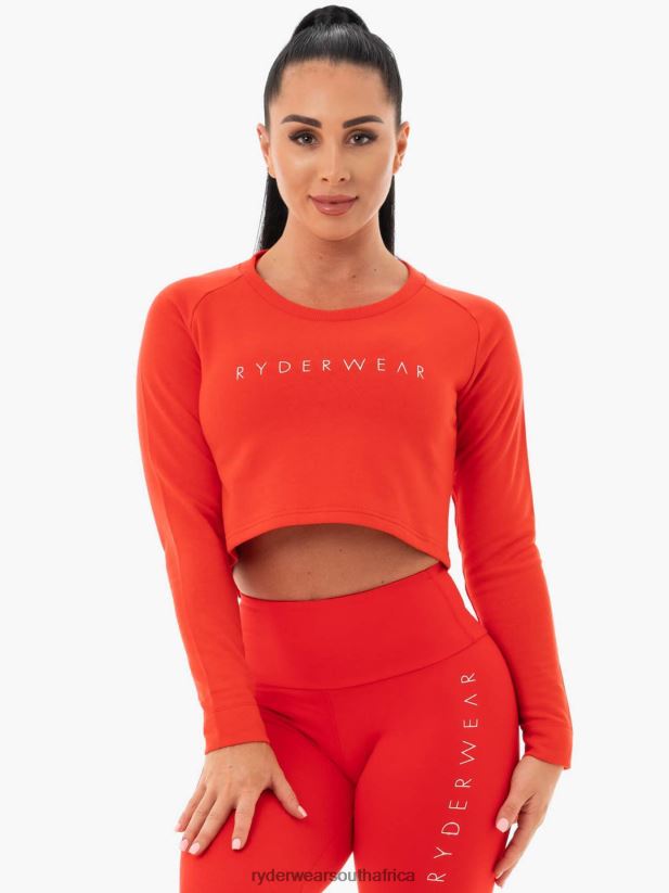 Women Ryderwear Staples Cropped Sweater 2RT8VD1099 Red Clothing