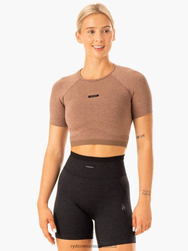 Women Ryderwear Excel Seamless T-Shirt 2RT8VD886 Mocha Marl Clothing