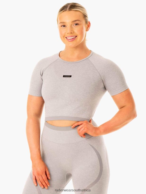 Women Ryderwear Excel Seamless T-Shirt 2RT8VD888 Grey Marl Clothing