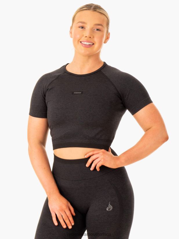 Women Ryderwear Excel Seamless T-Shirt 2RT8VD889 Black Marl Clothing