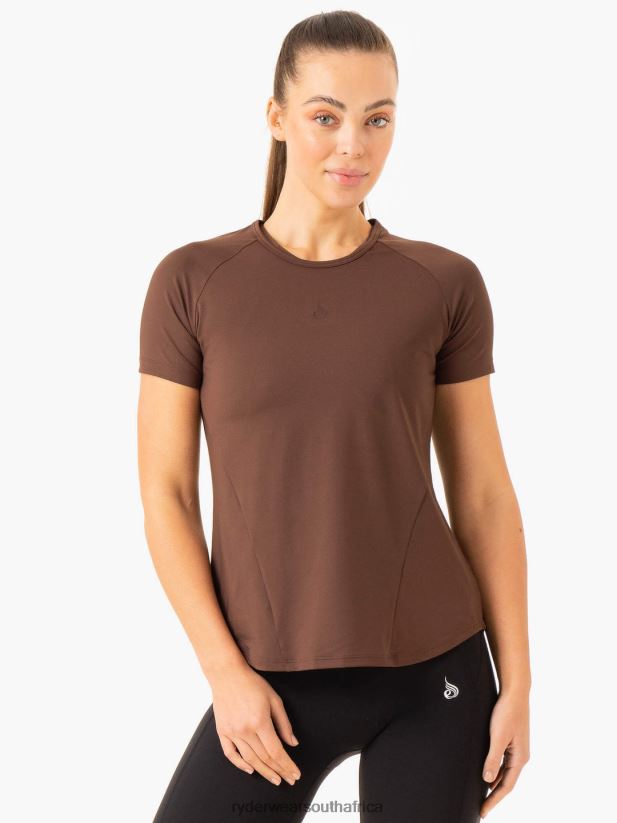 Women Ryderwear Level Up Training T-Shirt 2RT8VD840 Chocolate Clothing