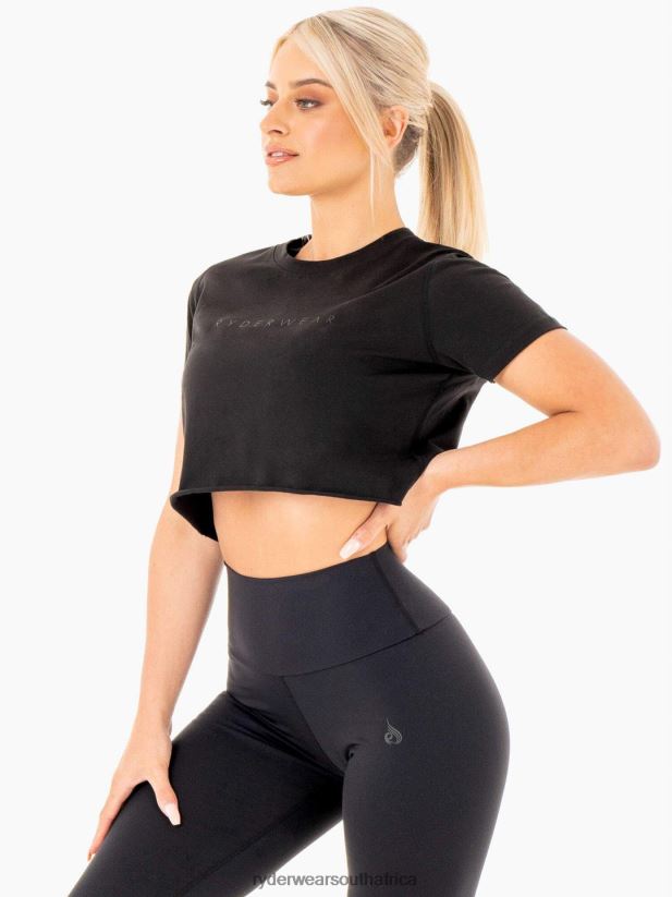 Women Ryderwear Motion Cropped T-Shirt 2RT8VD1055 Black Clothing