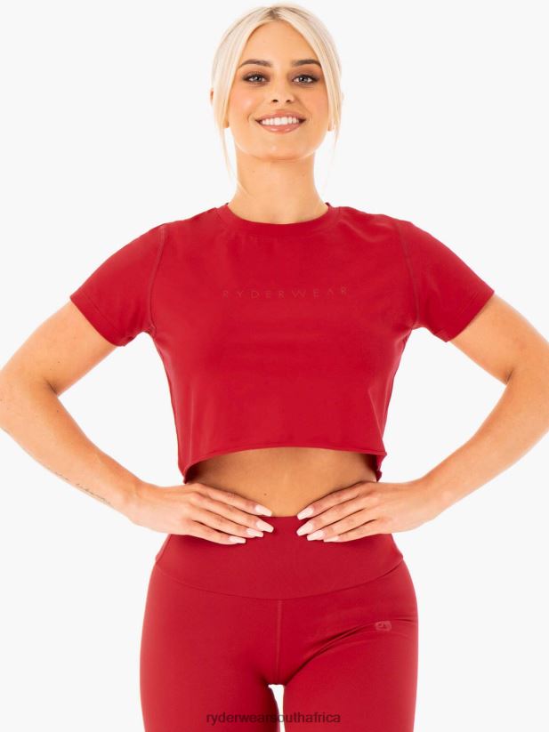 Women Ryderwear Motion Cropped T-Shirt 2RT8VD1056 Red Clothing