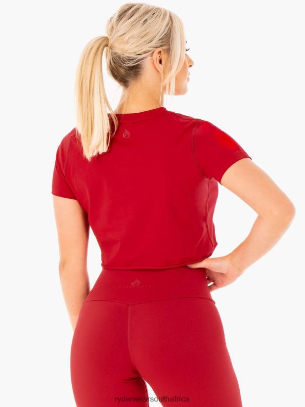 Women Ryderwear Motion Cropped T-Shirt 2RT8VD1056 Red Clothing