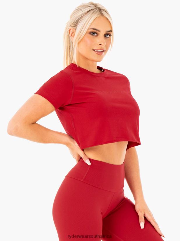 Women Ryderwear Motion Cropped T-Shirt 2RT8VD1056 Red Clothing