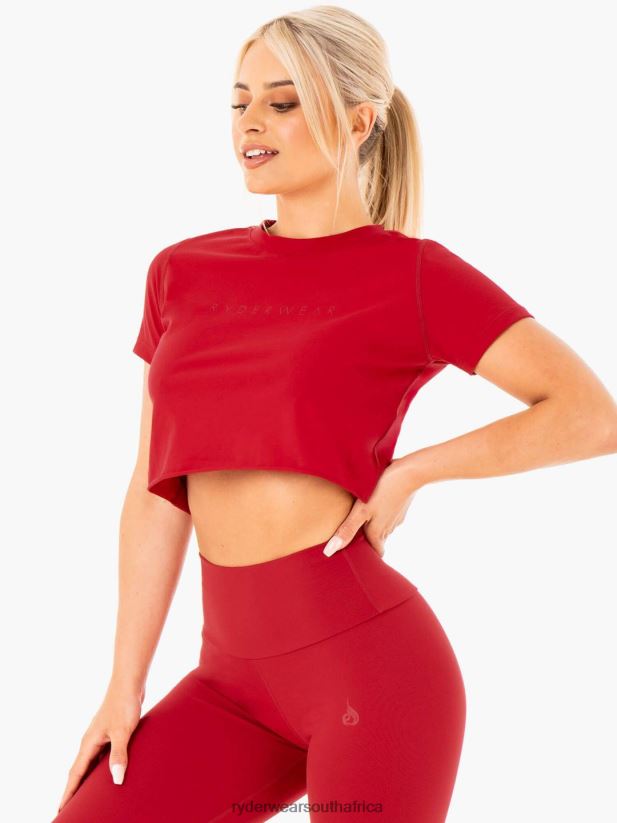 Women Ryderwear Motion Cropped T-Shirt 2RT8VD1056 Red Clothing