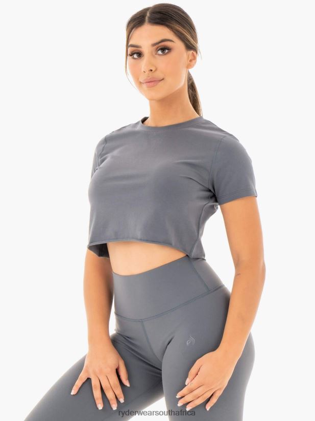 Women Ryderwear Motion Cropped T-Shirt 2RT8VD1057 Charcoal Clothing