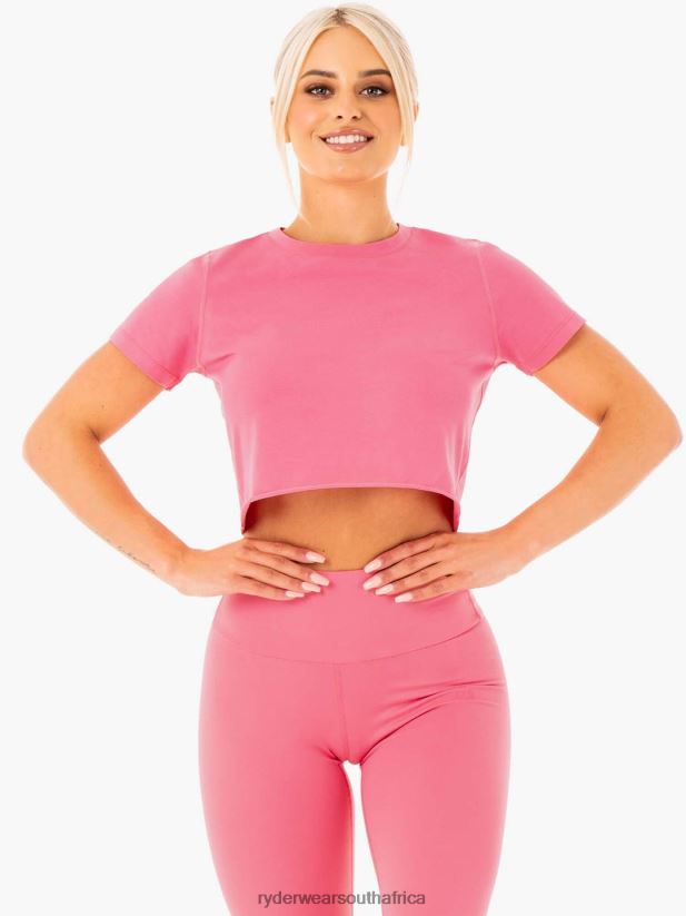 Women Ryderwear Motion Cropped T-Shirt 2RT8VD1058 Pink Lemonade Clothing