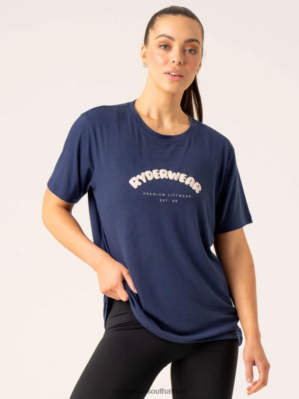 Women Ryderwear Off Side Longline T-Shirt 2RT8VD807 Navy Clothing