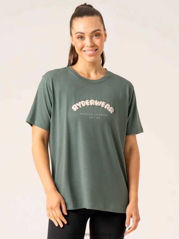 Women Ryderwear Off Side Longline T-Shirt 2RT8VD810 Sage Clothing