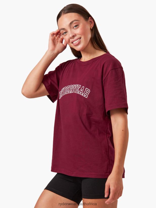 Women Ryderwear Oversized T-Shirt 2RT8VD1106 Maroon Clothing