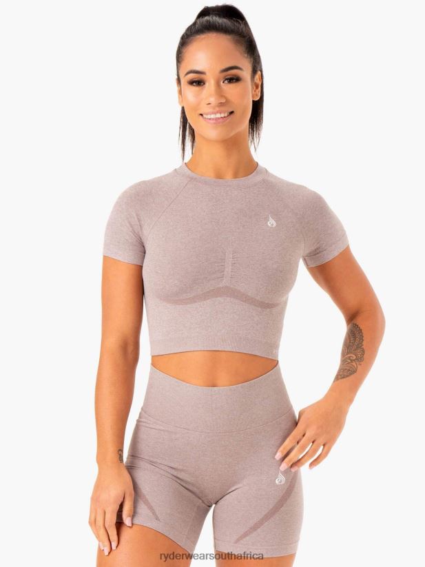 Women Ryderwear Sculpt Seamless T-Shirt 2RT8VD973 Mushroom Marl Clothing