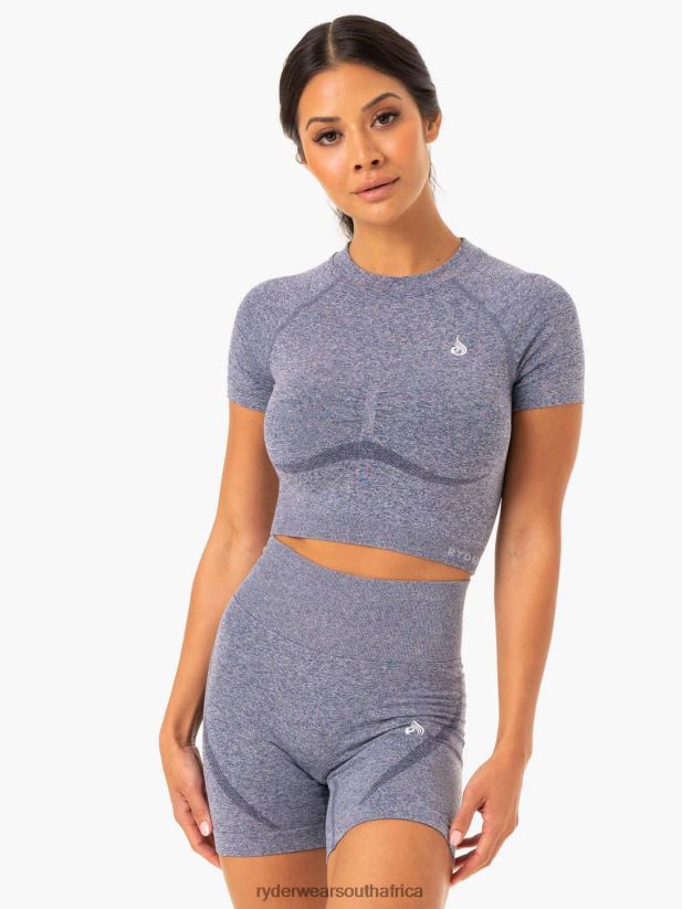 Women Ryderwear Sculpt Seamless T-Shirt 2RT8VD974 Navy Marl Clothing