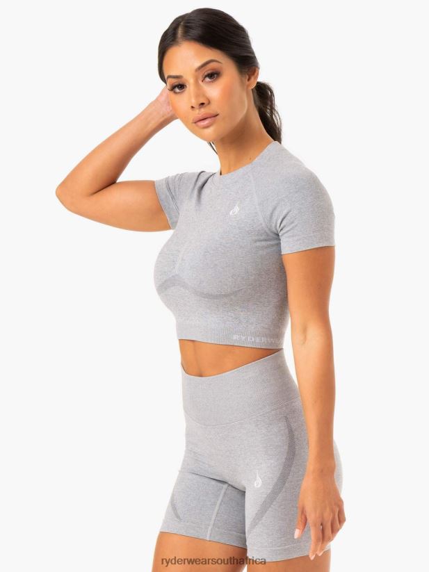 Women Ryderwear Sculpt Seamless T-Shirt 2RT8VD975 Grey Marl Clothing