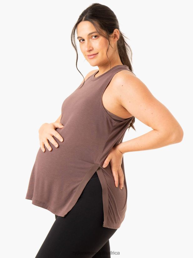 Women Ryderwear Active Bump Tank 2RT8VD854 Chocolate Clothing