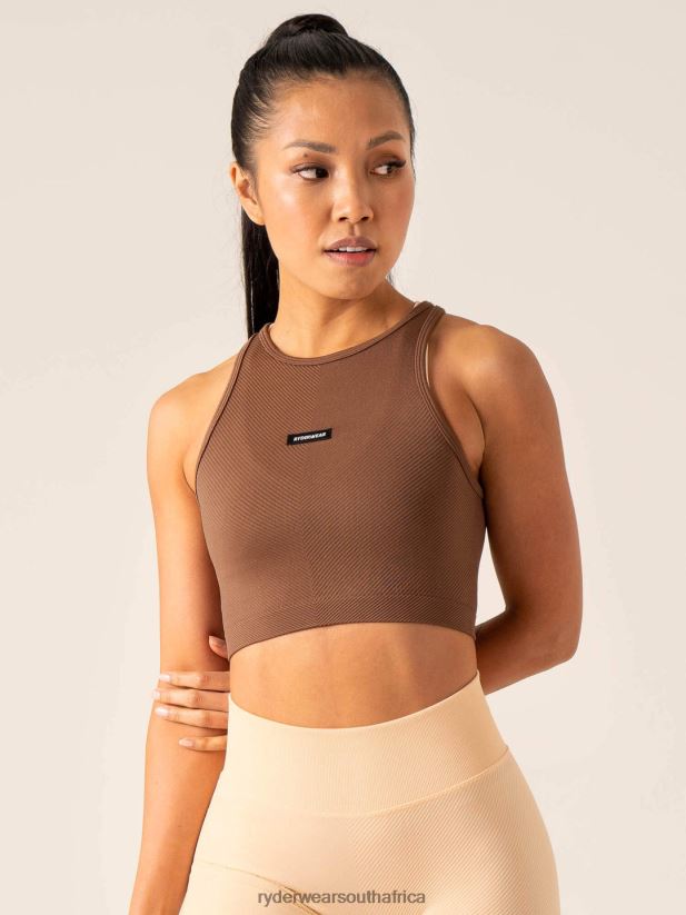 Women Ryderwear Circuit Rib Seamless Tank 2RT8VD832 Chocolate Clothing