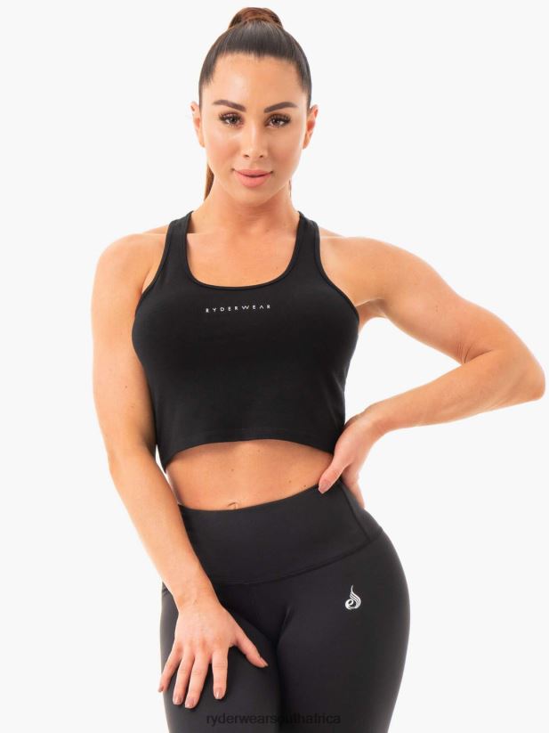 Women Ryderwear Cropped Racer Back Tank 2RT8VD1087 Black Clothing