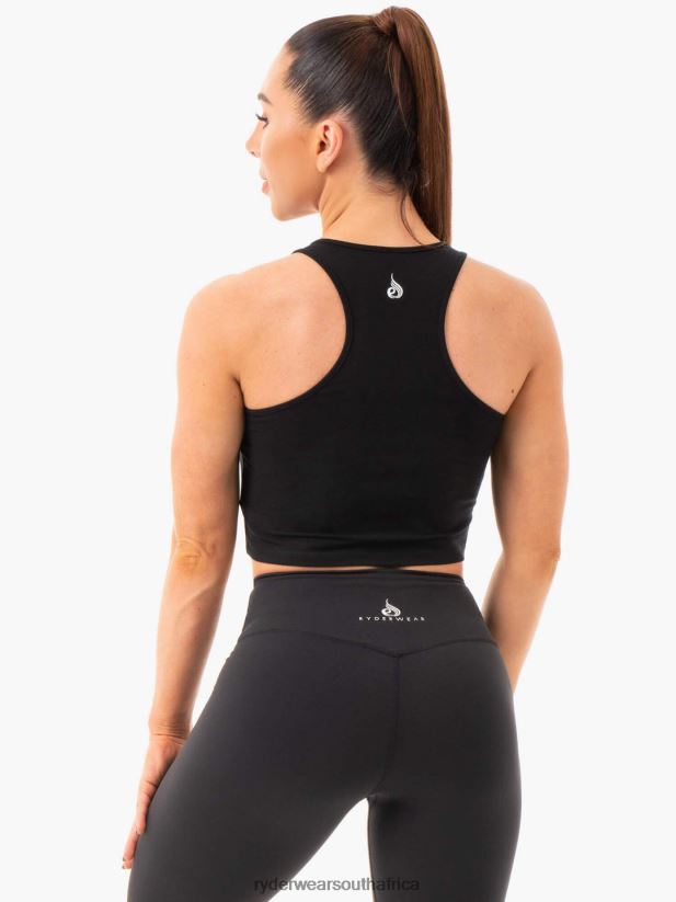 Women Ryderwear Cropped Racer Back Tank 2RT8VD1087 Black Clothing