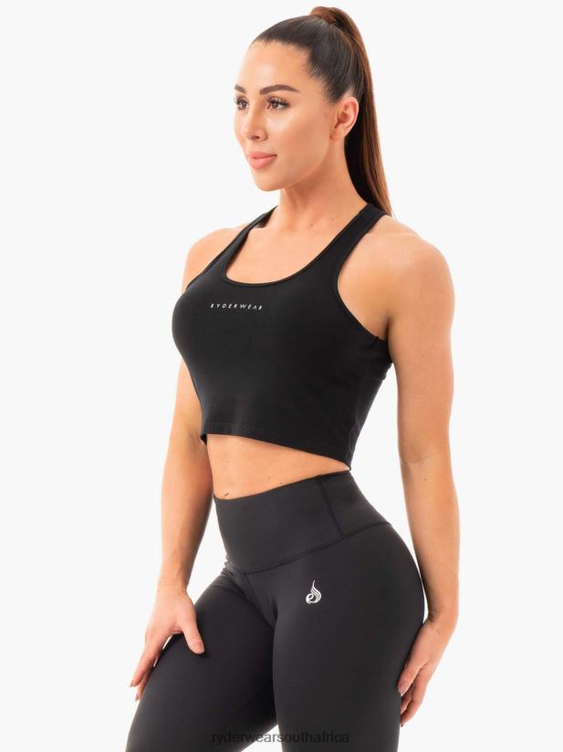 Women Ryderwear Cropped Racer Back Tank 2RT8VD1087 Black Clothing