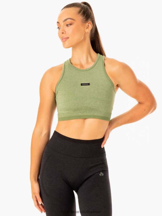 Women Ryderwear Excel Seamless Tank 2RT8VD881 Moss Green Marl Clothing