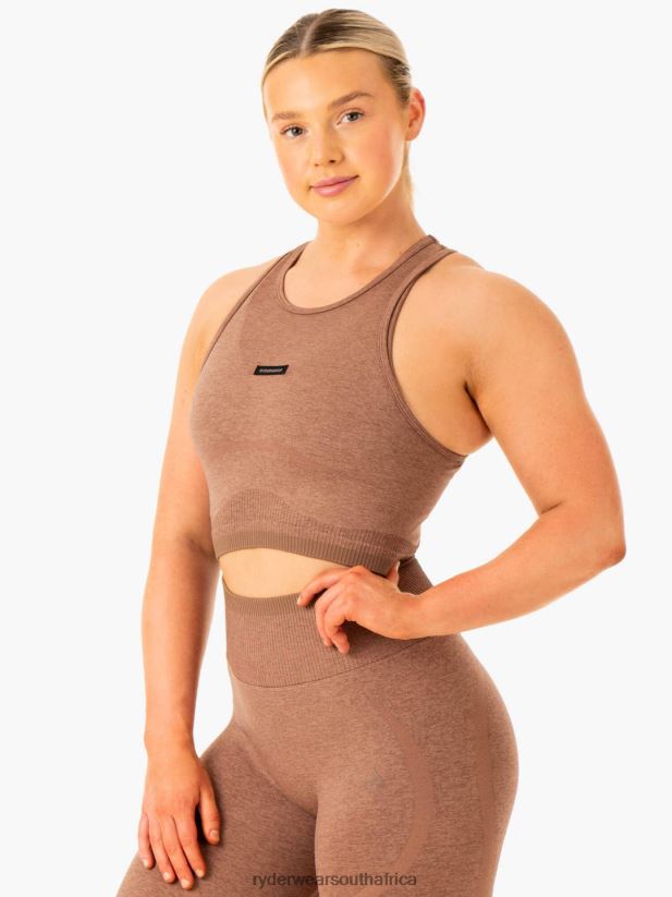 Women Ryderwear Excel Seamless Tank 2RT8VD882 Mocha Marl Clothing