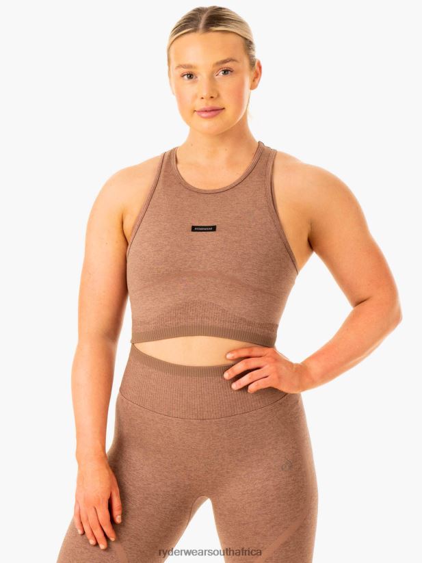 Women Ryderwear Excel Seamless Tank 2RT8VD882 Mocha Marl Clothing