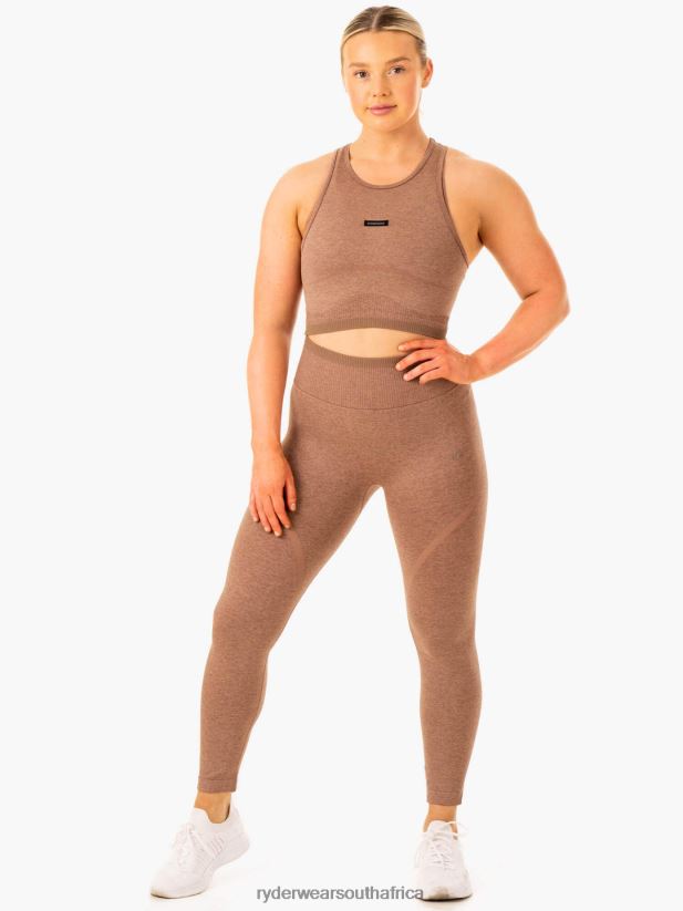 Women Ryderwear Excel Seamless Tank 2RT8VD882 Mocha Marl Clothing