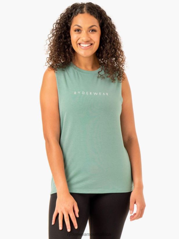 Women Ryderwear Foundation Muscle Tank 2RT8VD931 Sage Clothing