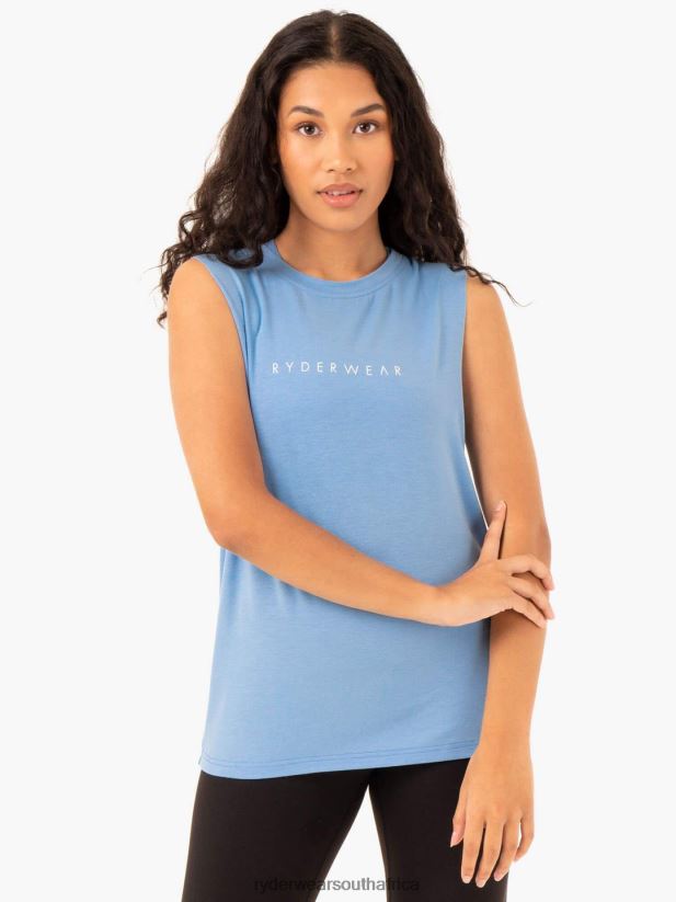 Women Ryderwear Foundation Muscle Tank 2RT8VD932 Sky Blue Clothing