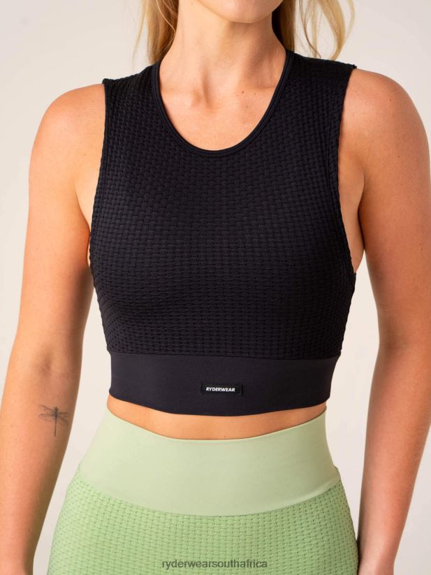 Women Ryderwear Honeycomb Seamless Tank 2RT8VD820 Black Clothing