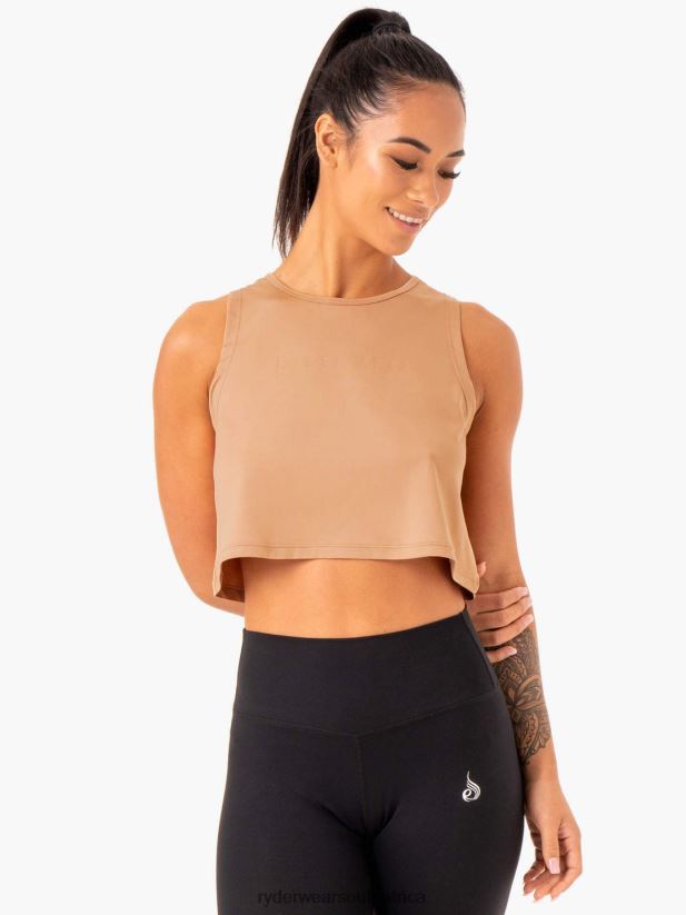 Women Ryderwear Hybrid Muscle Tank 2RT8VD988 Tan Clothing