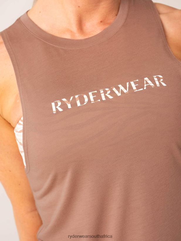 Women Ryderwear Unstoppable Tank 2RT8VD794 Mocha Clothing