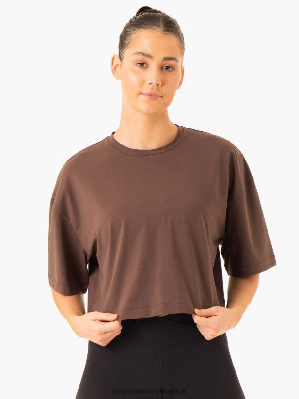 Women Ryderwear Balance Oversized Tee 2RT8VD866 Chocolate Clothing